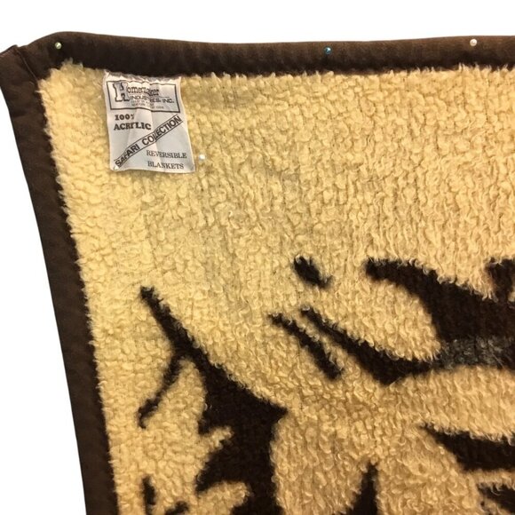 Vtg Homemaker Industries Safari Tiger Reversible Blanket Plush Throw Germany - Picture 9 of 13